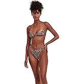 Flirtt Gottex Multicolor Brown Women’s Floral V-Neck Bralette Swim Bikini Top with Adjustable Straps Swimwear Essential
