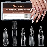 Nicedeco Poly Extension Gel Dual Nail Forms, 120pcs Nail Molds for Builder Extension, 5 Style 12 Size Dual Forms for Gel Nail Tips Nail Art Design Salon DIY Kit 1