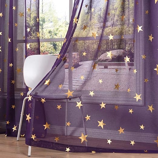 Amazon Com Kotile Purple Sheer Curtains For Girls Room Kids Room