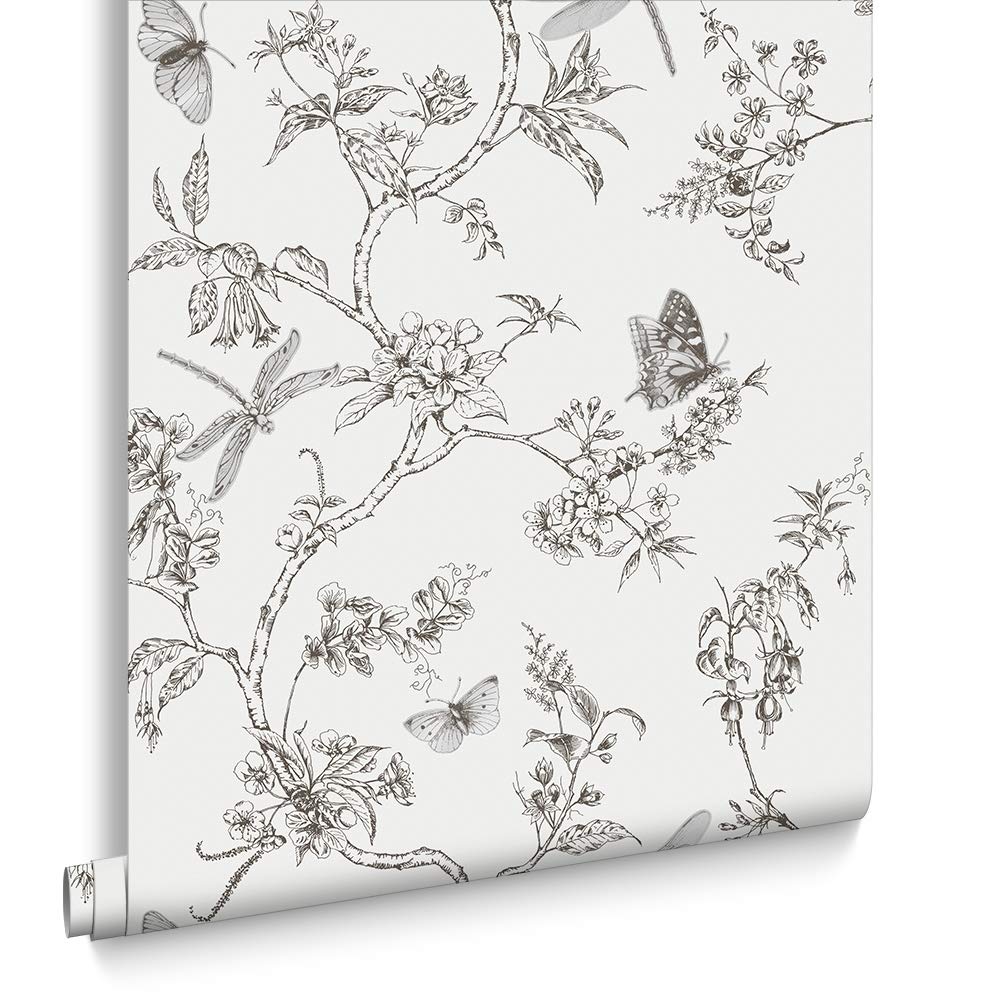 Superfresco Easy Nature Trail Butterfly Wallpaper | Paste the Wall | White Floral | Eco-Friendly