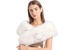 La Carrie Women's Faux Fur Collar Scarf Wrap Winter Neck Warmer Collar Ladies White Scarf