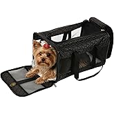 Sherpa Pet Carrier Airline Approved with Spring Wire Frame - Cat & Dog Carrier for In-Cabin Travel, Mesh Ventilation, Locking