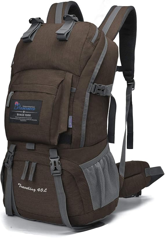 MOUNTAINTOP 40L Hiking Backpack with Rain Cover Water Resistant Mens