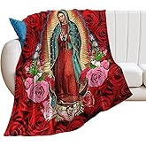 Virgin Mary Virgen de Guadalupe Blanket Super Soft Flannel Warm Blankets - for Bed Sofa Bedrooms Travel Home Decoration Throw Blanket (40X50) inch