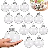 Neioaas Clear Plastic Ball Decor - Set of 12 DIY Christmas Decorative Balls,2.36in DIY Clear Plastic Fillable Balls Ornament for Christmas,Halloween,Birthday,Wedding Decor, Crafts Decorations (60MM)