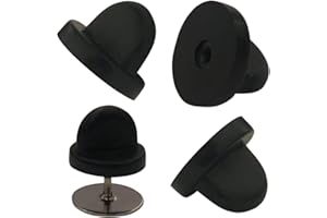 MONOCHEF 50pcs Rubber Pin Backs PVC Butterfly Clutch Enamel Lapel Pin Backings Cap Keepers Replacement for Uniform Badges Comfort Fit Tie Tack Pins Backing Holder Clasp, Black