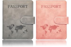 SOVIROSE Passport Holder for Travel Essentials, 2 Pack Rfid Passport Cover for Women Men