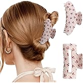 papasgix Red Cherry Hair Clip For Thick Hair, Non-Slip Claw Clips, Hair Accessories for Women (Pink)