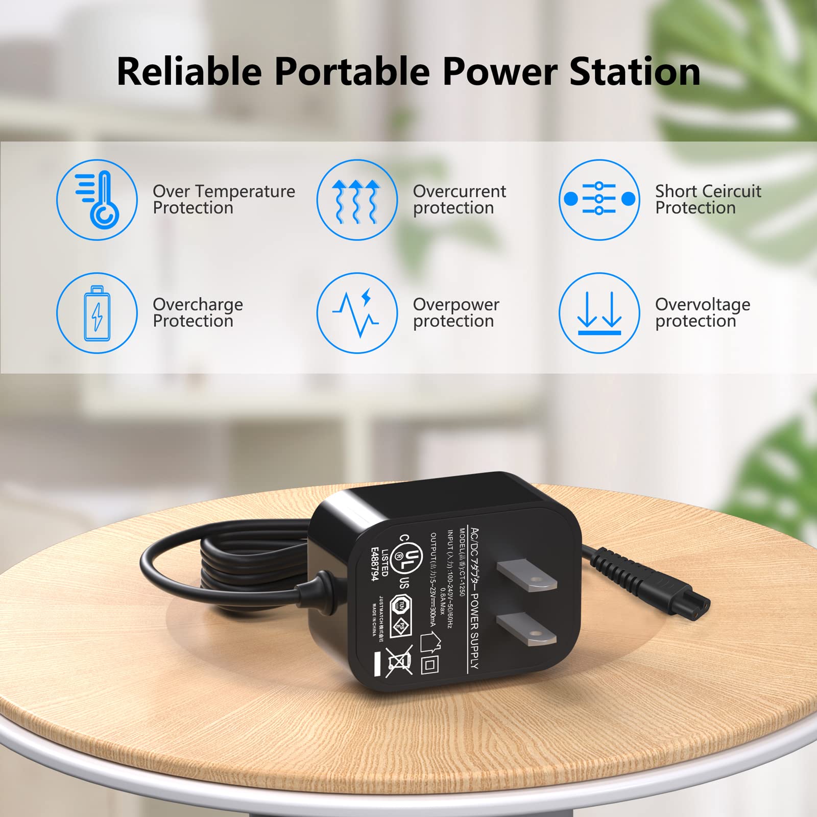 Replacement for Bissell Pet Hair Eraser Charger, Charging Power Cord Compatible with Bissell 2390 2390A 23903 2284 2284W 14.4V Lithium Ion Hand Vacuum Power Cord