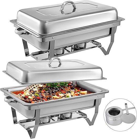 Mophorn Chafing Dish 2 Packs 8 Quart Stainless Steel Chafer Full Size