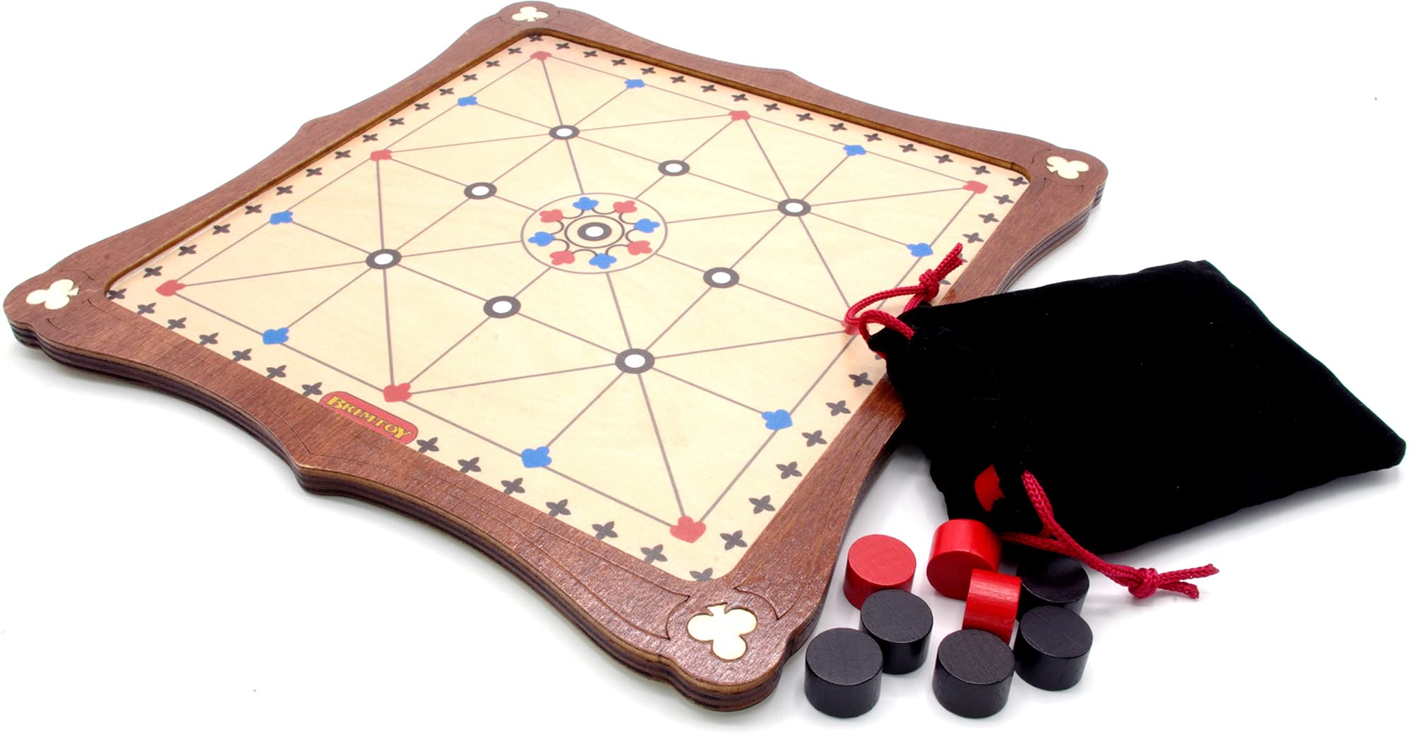 Brimtoy Alquerque Traditional Wooden Board Game - Strategy Board Game for 2 Players Aged 8+ - Hand Made in the UK