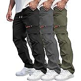 winthunder 3 Pack Men's Cargo Pants Elastic Waist Relaxed Fit Sweatpants Joggers Tactical Work Pants with Pockets 2026