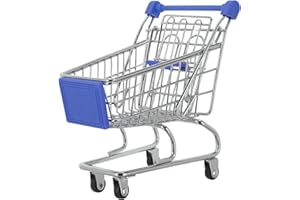 CIYODO Mini Metal Grocery Cart with Wheels Pretend Play Shopping Trolley for Dolls Realistic Open Seat and