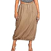 Verdusa Women's Plus Size Cargo Skirt Streetwear Drawstring Waist Long Skirts with Pockets