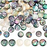 PH PandaHall 90pcs 3 Colors Abalone Shell Cabochon 10mm Acrylic Abalone Shell Paua Cabochons Half Round Seashells for Bracelet Necklace Earring Jewelry Making DIY Craft, NO Hole