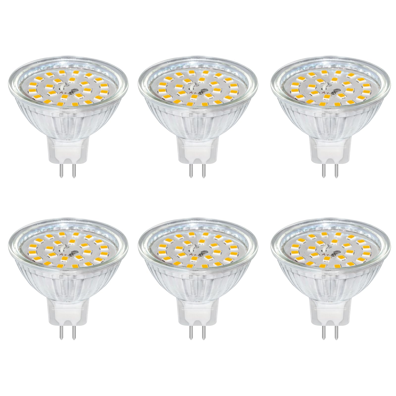Akynite MR16 GU5.3 12V 5W LED Warm White 3000K, 500LM, AC DC 12V, 120° Beam Angle, GU5.3 35W 50W Replacement, 50mm MR16 GU5.3 Spotlight Bulbs for Kitchen, not dimmable, Pack of 6
