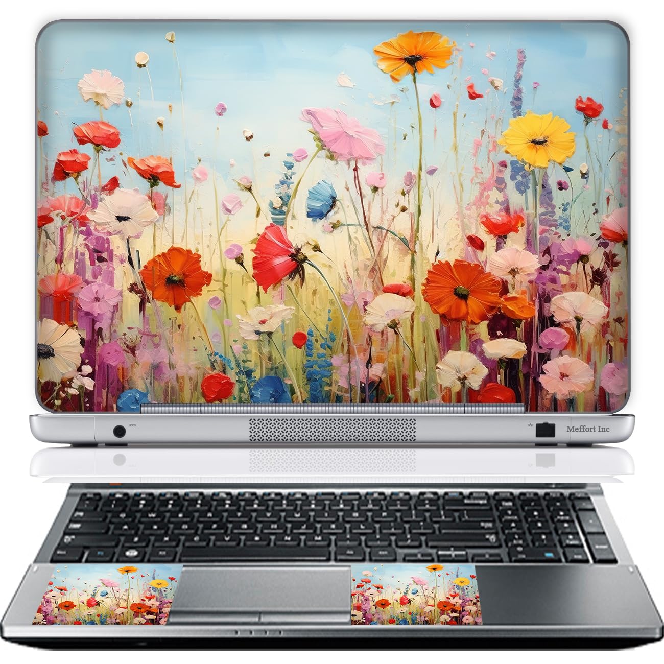 Photo 1 of 17 17.3 Inch Laptop Skin Sticker Cover Premium Sticker Cover Art Decal Decorative (Included 2 Wrist Pad Skins) - Flowers Painting