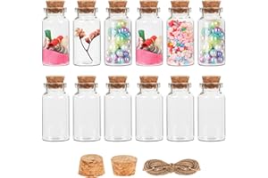 MIUKADA Small Bottles with Cork 25 ml, 12 Pack Glass Vials with Corks, Spell Jars, Glass Sand Bottles, Mini Potion Bottles, Glass Jars with Cork, Small Glass Bottles for Crafts, Decoration, Party Favors