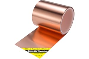 BELLA BAYS Copper Foil Sheet Roll 8Mil/32Gauge(0.2mm) 4in x 10ft Pure Thin Copper Rolll, ASTM B152 C11000 99.9+% Soft Copper Flashing Metal Foil for Craft,Electrical,House Repair,Decoration,and DIY