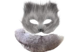 YXCFEWD Therian Mask and Tail Cat Mask Therian Women Fox Wolf Furry Mask Cat Costume Set…