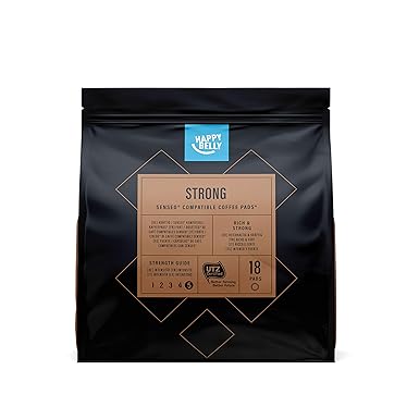 Amazon-Marke: Happy Belly Kaffee-Pads Strong kompatibel mit Senseo* - UTZ zertifiziert 90 Pads (5x18 )