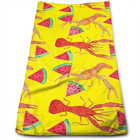 Amazon ザリガニとスイカタオル フェイスタオル マイクロファイバー 瞬間吸水 抗菌 防臭 ふわふわ 肌触り抜群 30ｘ70cm フェイスタオル ホーム キッチン オンライン通販