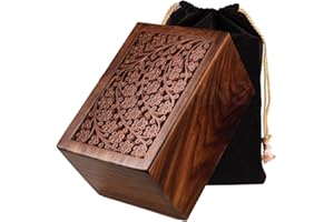 Rosewood Cremation Urn for Human Ashes Adult Male Female - Decorative Urns for Men Women - Large Burial Urn for Adults (Tree 