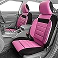 CAR PASS 6PCS 3D Foam Cushion Back Support Universal Fit Elegance Car Seat Covers Front Seats Only,for Automotive SUV,Van,saden,Trucks Airbag Compatible(Black and Pink) Women Comfortable “Cute Girly