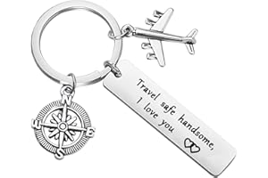 BEKECH Safe Travel Gift for Husband Boyfriend Travel Safe Handsome I Love You Airplane Keychain