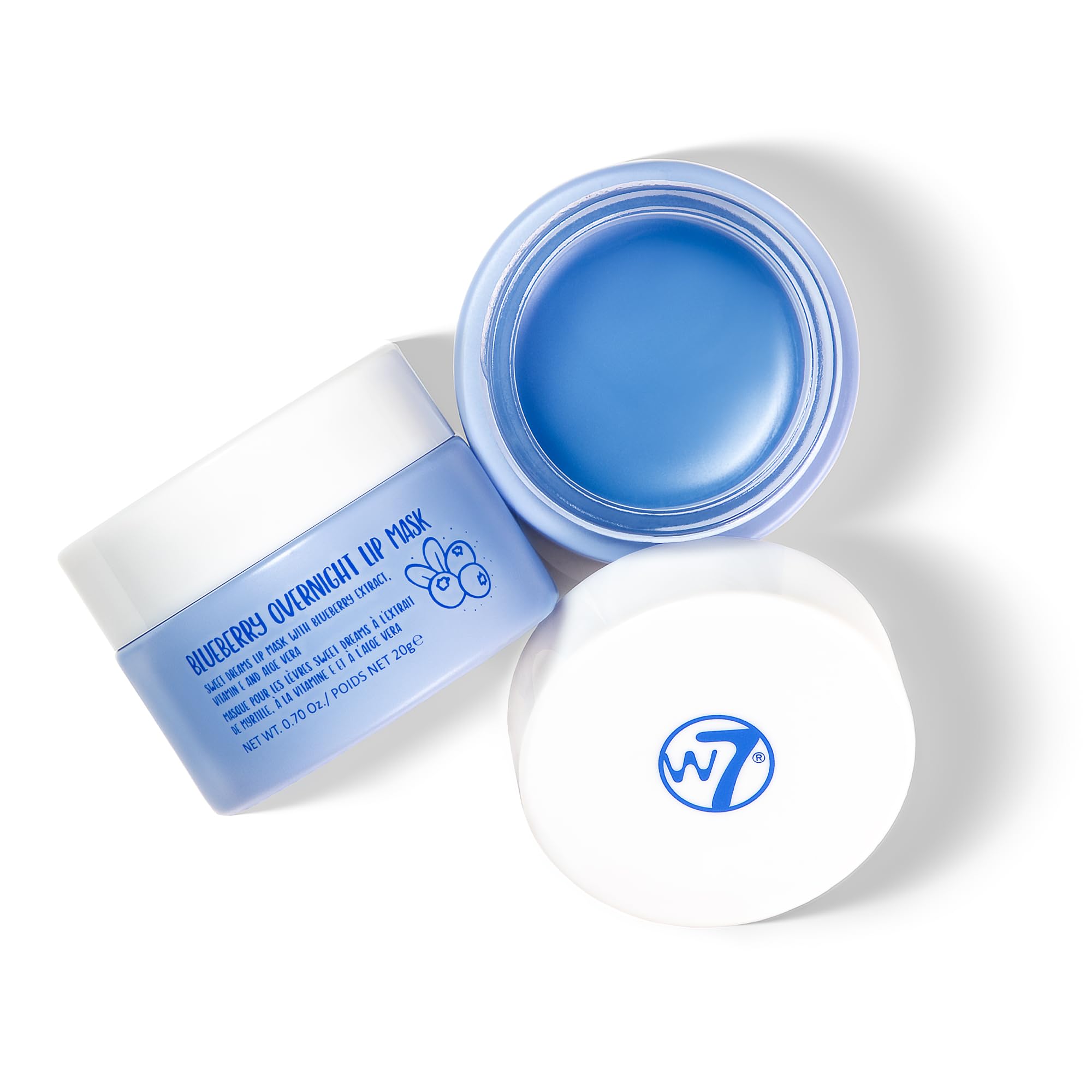 W7 Super Sweet Dreams Overnight Blueberry Lip Mask - Vitamin E, Aloe Vera and Grape Seed Oil - For Hydrated, Full Looking & Irresistible Lips - 20ml