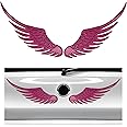 Dickno 2PCS Angel Wings Car Stickers, 3D Alloy Metal Angel Hawk Eagle Wings Emblem Badge Decal, Anti-Collision Auto Body Logo Sticker, Universal Vehicle Exterior Decor Accessories (Wine Red)