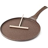 SENSARTE Nonstick Crepe Pan, Swiss Granite Coating Dosa Pan Pancake Flat Skillet Tawa Griddle 10-Inch with Stay-Cool Handle, Induction Compatible (Toffee Brown)