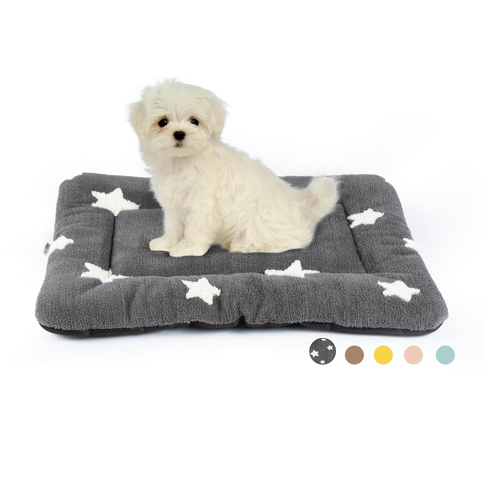 Photo 1 of Mora Pets Dog Crate Pad Kennel Bed Crate Mat for Small Dogs Washable Cute Star Pet Bed for Dog Cage Ultra Soft Flat Puppy Cat Kitten Pillow Cushion for Sleeping Anti-Slip Grey 24 x 18