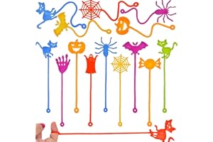 Menzcci 40 Pack Halloween Sticky Hands Toys, 8 Styles Pumpkin Spider Bat Cat Ghost Candy Sticky Stretchy Toys for Kids Boys Girls Halloween Treat Bags Goodie Bags Fillers Halloween Party Favors Gifts