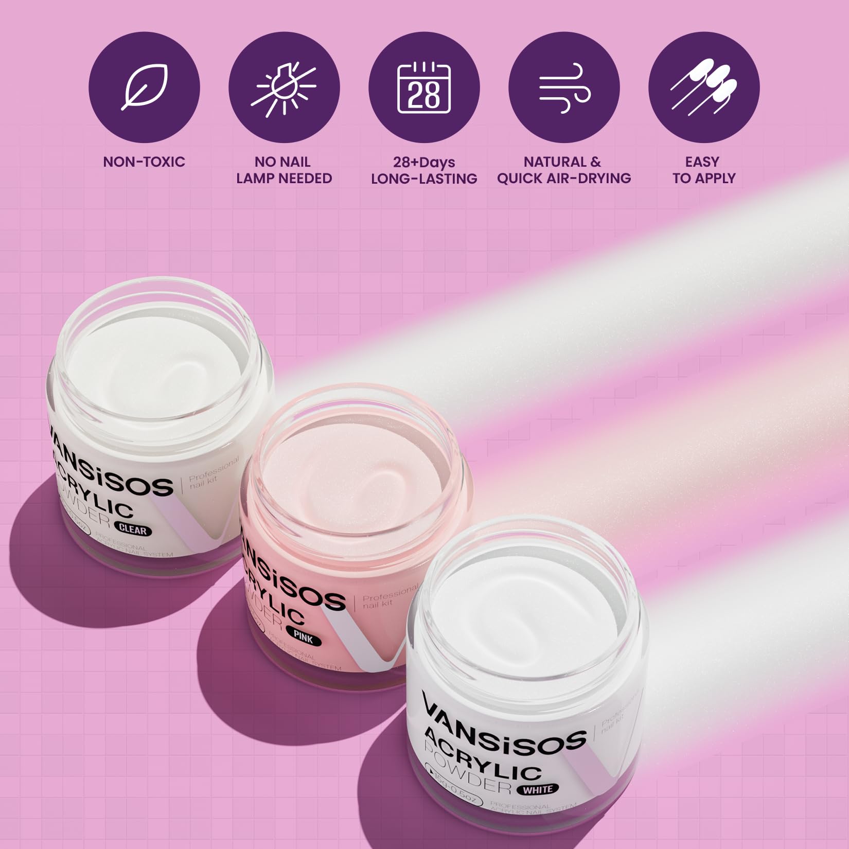 VANSISOS Acrylic Nail Kit with Drill: Professional Clear White Pink Acrylic Powder and Liquid Set with Nail Drill Acrylic Nail Brushes for Acrylic Nail Extension Application 0.5oz - Image 4