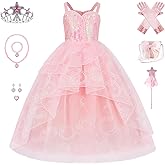 jiobabe Girls Pink Princess Witch Costume, Good Witch Dress Kids Toddler Halloween Costumes Outfit, Starlight Tulle Dress