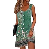 ETCYY Sun Dresses for Women 2026 Vacation Beach Swimsuit Coverups Sundresses Button Down Sleeveless Summer Dress