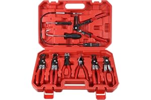 Handor 9pcs Hose Clamp Pliers, Wire Long Reach Hose Clamp Pliers Set Fuel Oil Water Hose Auto Tools for Automotive Coolant Radiator Heater and Water Hose with Band Flat or Large Clamps