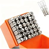 36PCS Metal Stamping Kit Letters and Numbers, 3mm 1/8" a-z 0-9 "&" Steel Metal Number and Letter Alphabet Stamping Punch Tool Set Kit for Imprinting On Metal Jewelry Wood Leather (36)