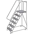 Tri-Arc WLAR106245-D4 6-Step, 21" Deep Top Rolling Ladder with Handrails, 24" Wide Grip Strut Tread