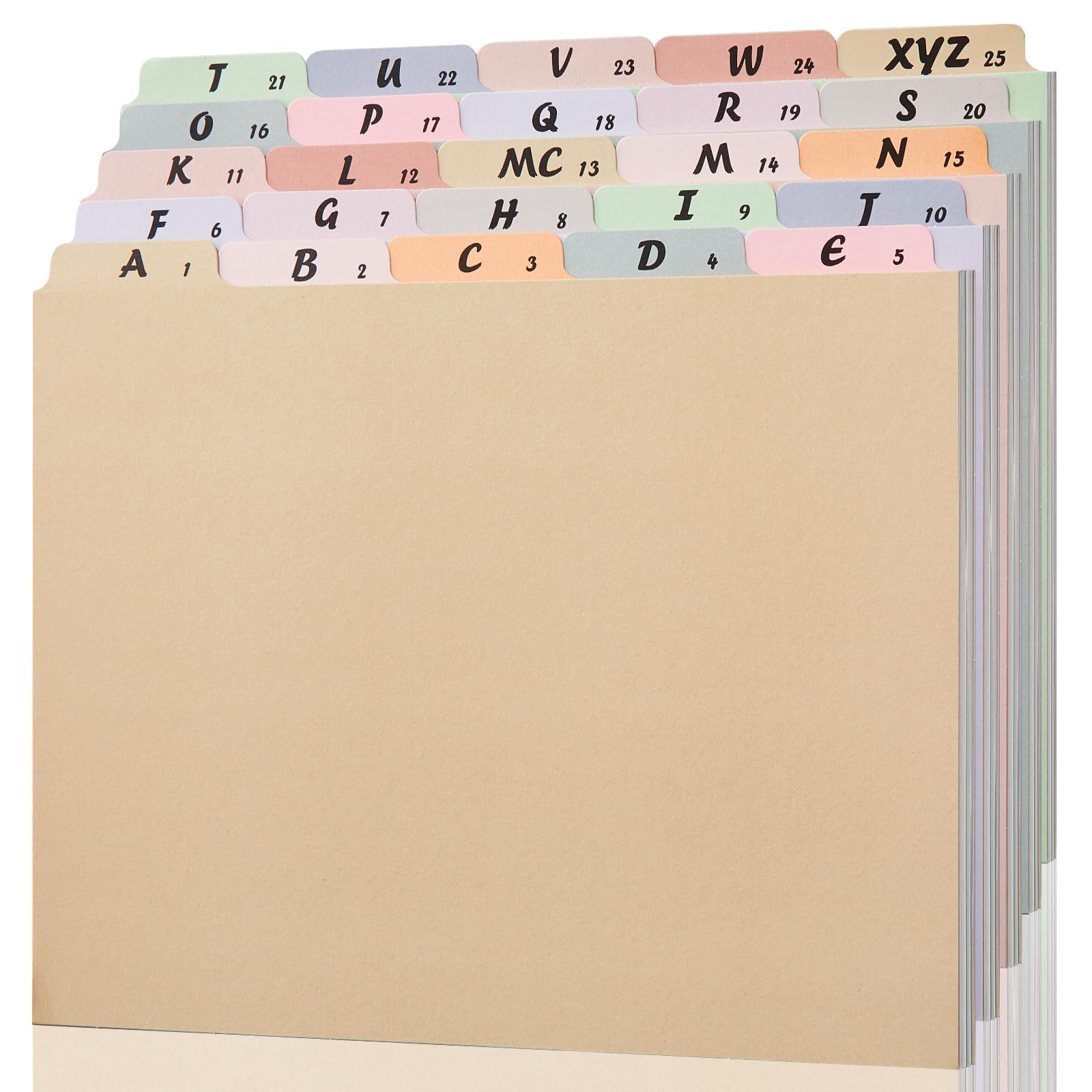 Photo 1 of 1 Set 25 Alphabet File Dividers A-Z Top Tab File Guides Letter Size 1/5 Cut Tab Manila Alphabetical File Organizer File Cabinet Dividers for Work Office Home School and Desk Organizer(Classic)
