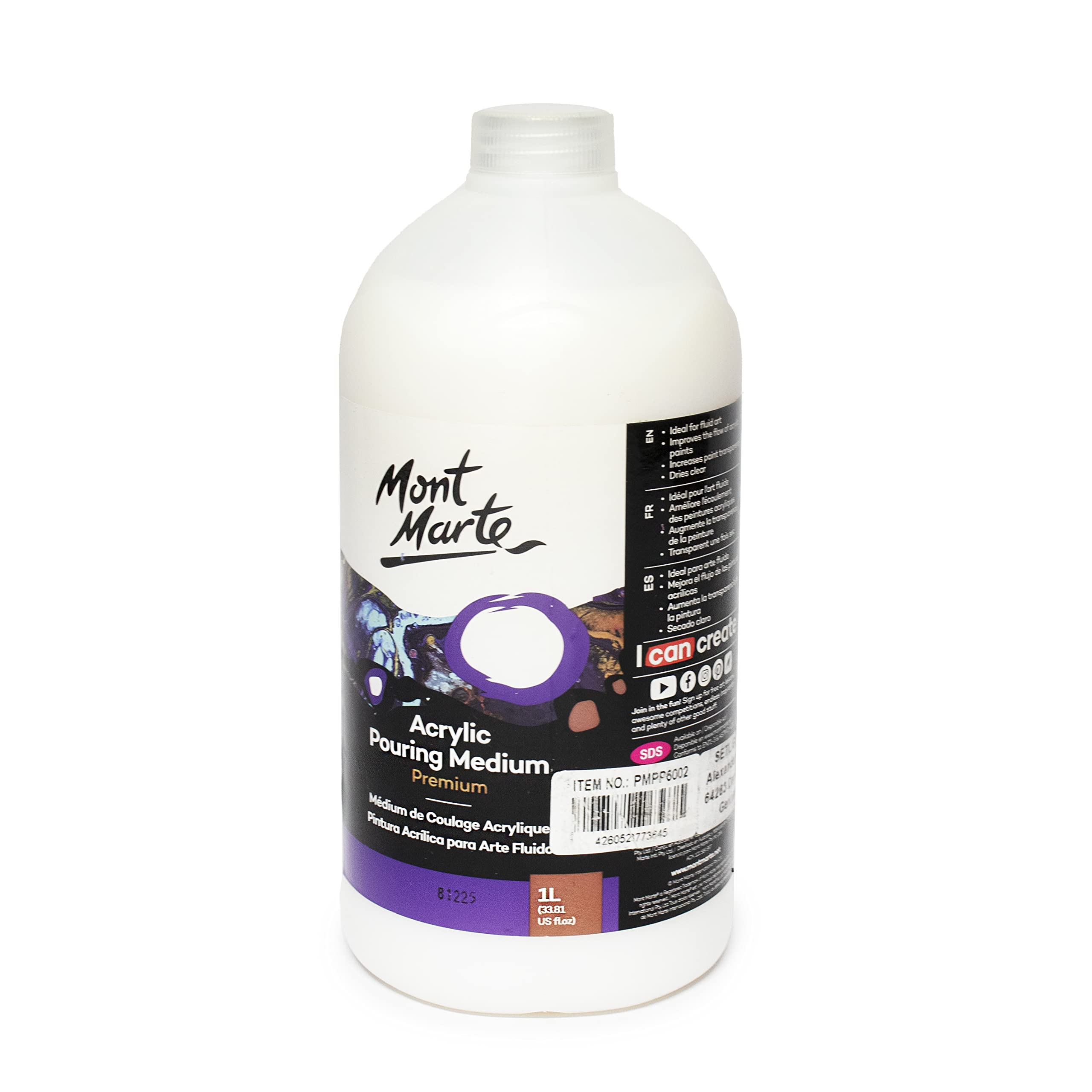 MONT MARTE Pouring Medium – 1 litres – Ideal for Acrylic Pouring – For Acrylic Paints and Pouring Technique – More Brilliance, Colour Depth and Glow