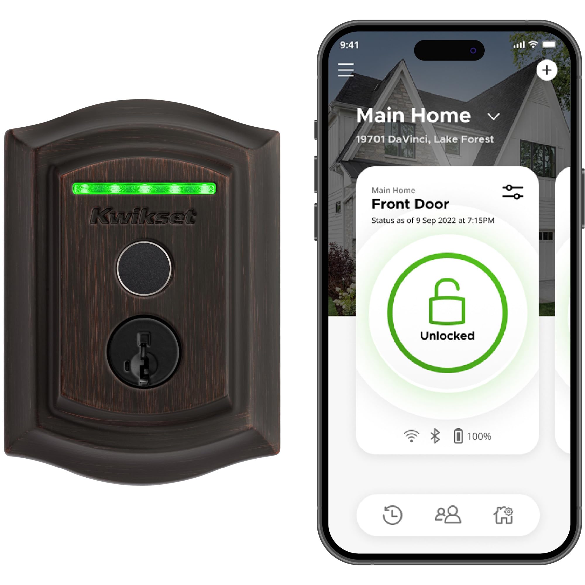 Photo 1 of Kwikset Halo Touch Fingerprint Wi-Fi Smart Lock, Keyless Entry Door Deadbolt, Geofence Auto-Unlock, Grade AAA Certified, No Hub Needed Easy Install, Venetian Bronze Lifetime Finish Warranty