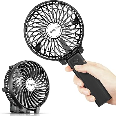 EasyAcc Portable USB Fan 3 Speeds Foldable Rechargeable Battery Black