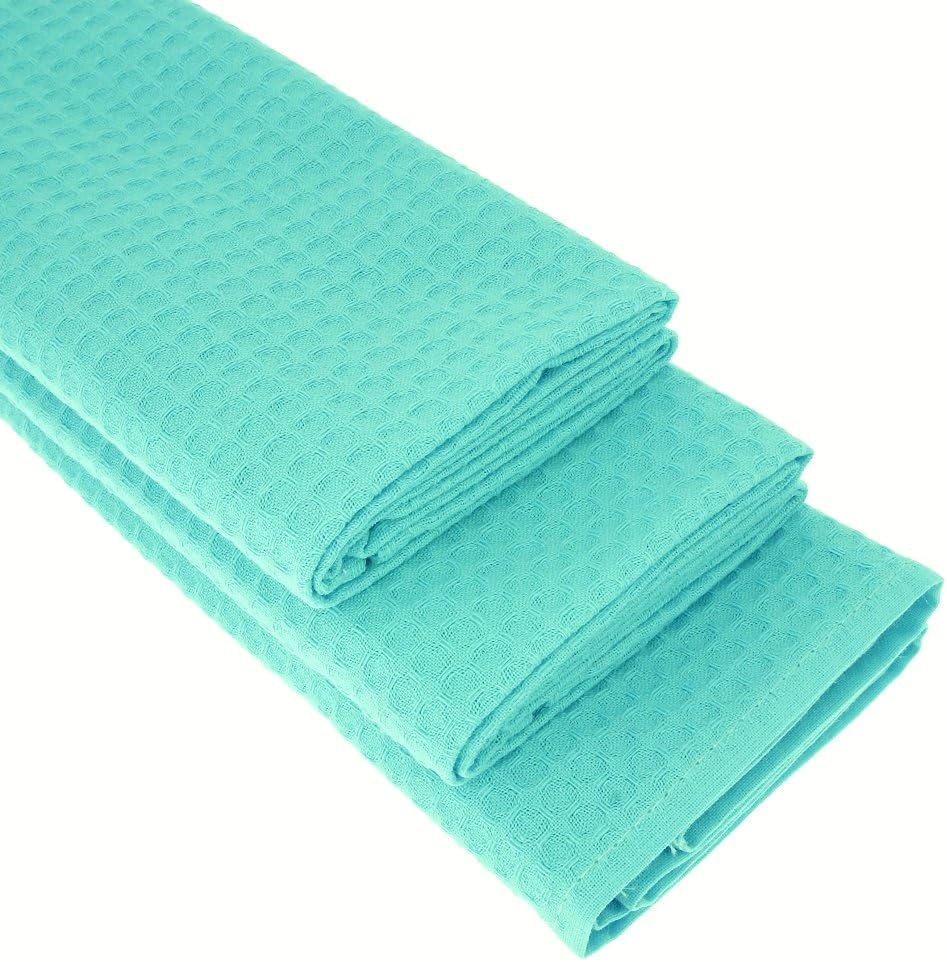 Geschirrtücher Set - 3x Baumwolltücher Waffel-Piqué In Gelb 70x50cm