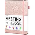Elegant Meeting Notebook for Work with Action Items, Premium Leatherette Hardcover Meeting Planner with Numbered Pages, 7 x 10" Project Planner Notebook Meeting Notes for Men & Women