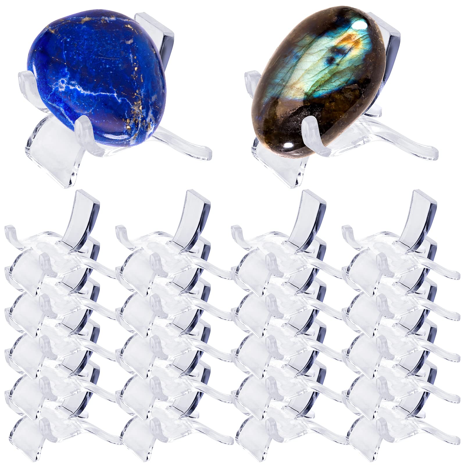 Prasacco 20 Pieces Acrylic Display Stands, Rock Display Stands Small Collectibles Holder Crystal Displays Stand Clear Plastic Displays for Displaying Geodes Rock Mineral Agate