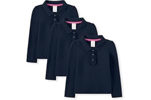 Gymboree Girls' and Toddler Long Sleeve Ruffle Polo Shirt Multipack