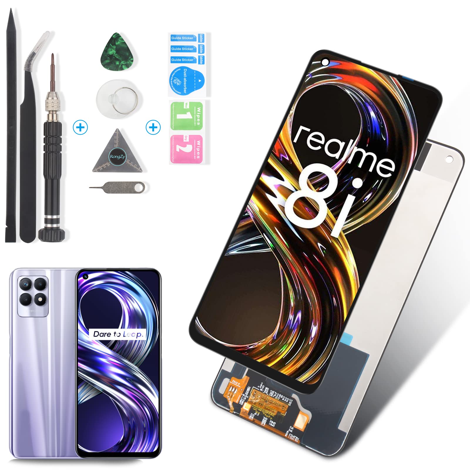 RongZy Display for Realme 8i RMX3151 LCD Screen Replacement Digitizer Touchscreen Assembled Replacement with Tools (Black, Not for Realme 8)