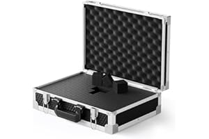 Phenyx Pro Aluminum Alloy Frame Carrying Case with One-layer Pre-Diced Pick and Pluck Foam, Ideal Single/Dual Wireless Mic Systems Transportation (Size Medium 17.1 x 12.6 x 4.1 In)